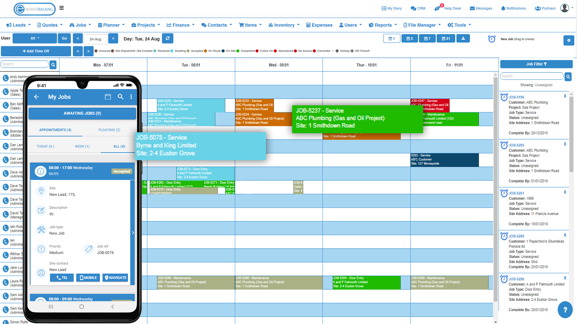 screenshot of Eworks Manager